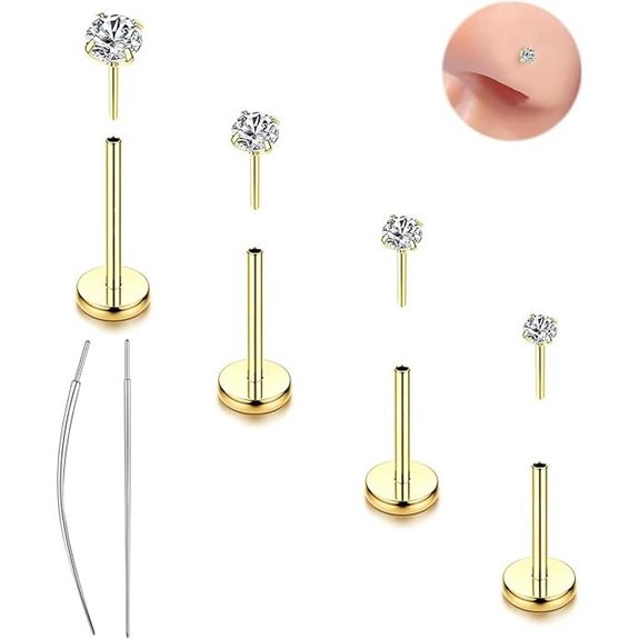 Hypoallergenic CZ Nose Studs and Rings (18G/20G)