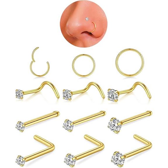 Hypoallergenic Nose Rings & Studs Set for Women Men