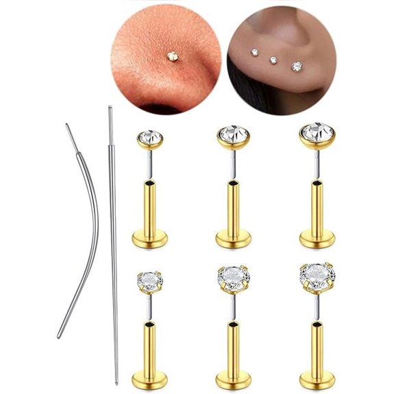 MODRSA Silver Gold Nose Studs Hypoallergenic Nose Rings