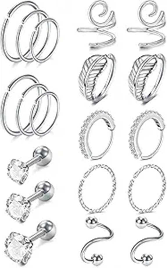 MODRSA Cartilage Earrings for Women Hypoallergenic Steel