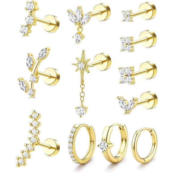 Orazio 16G Cartilage Earrings Hypoallergenic Steel Set