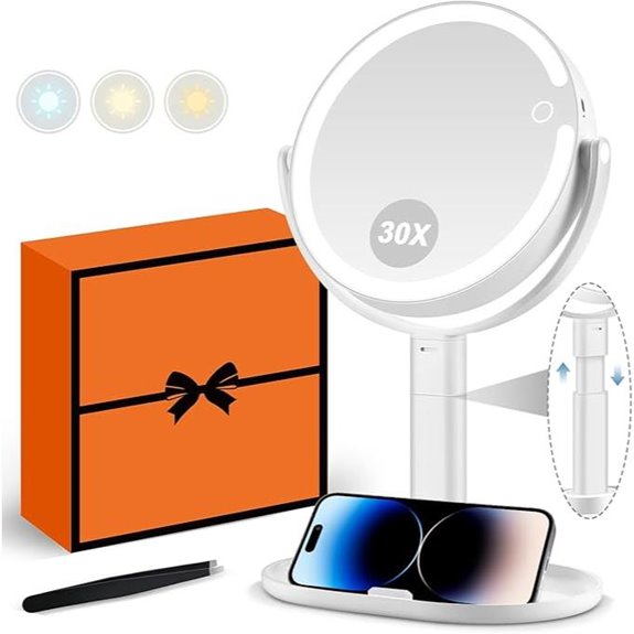 MIYADIVA Lighted 30X Magnifying Vanity Makeup Mirror