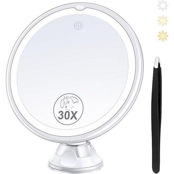 30X Lighted Magnifying Makeup Mirror with Adjustable Brightness