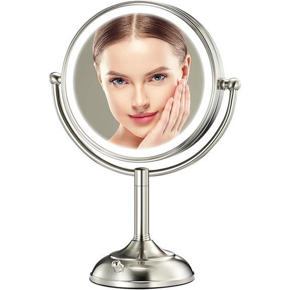 Large Lighted Makeup Mirror with Magnification and Dimmable Lights