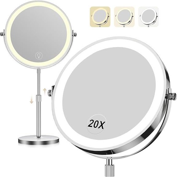 Lighted Rotating Makeup Mirror with Rechargeable Battery