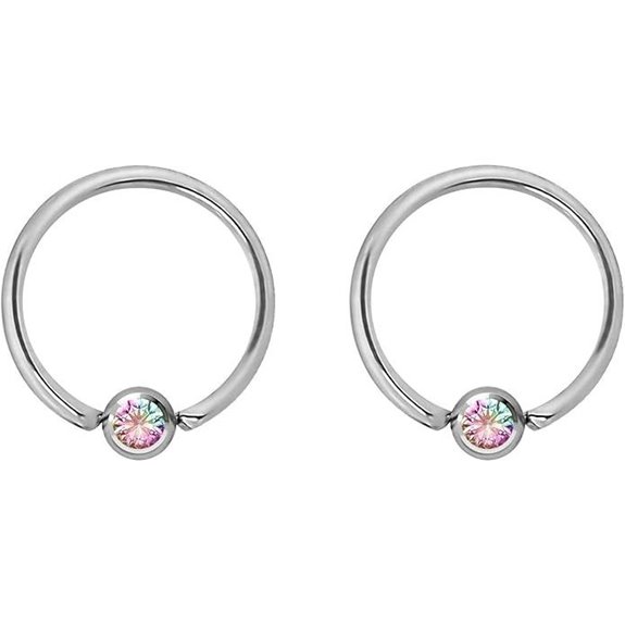 14g-20g Jeweled Steel Captive Bead Body Piercing Rings