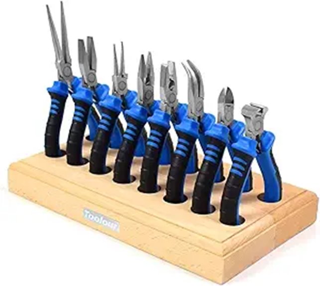 Toolour Jewelry Pliers Set with Wood Holder (8 Pieces)
