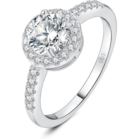 JewelryPalace 1.5ct Moissanite Halo Engagement Ring