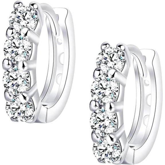 Moissanite Sterling Silver Hoop Earrings for Women