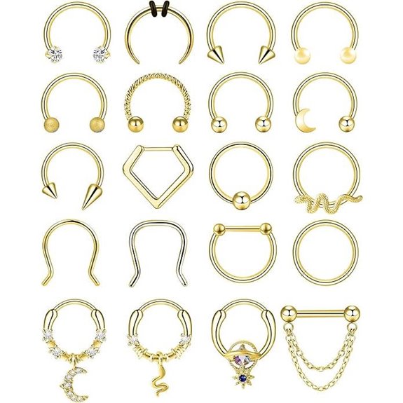 ONESING Septum Rings 16-20Pcs Surgical Steel Nose Jewelry