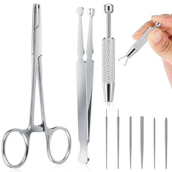 9pcs Stainless Steel Piercing Tool Kit