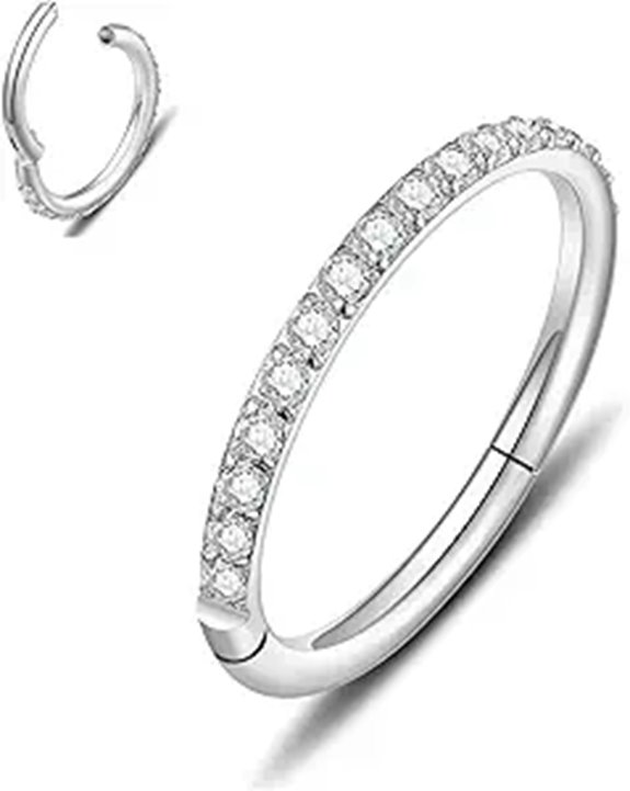 MissNity Hinged Nose Rings with Gem 6-12mm