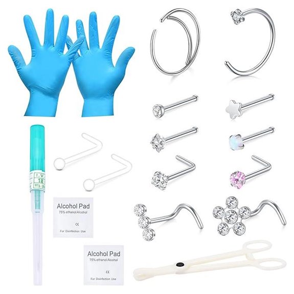 QWALIT Nose Piercing Kit with Needle and Studs
