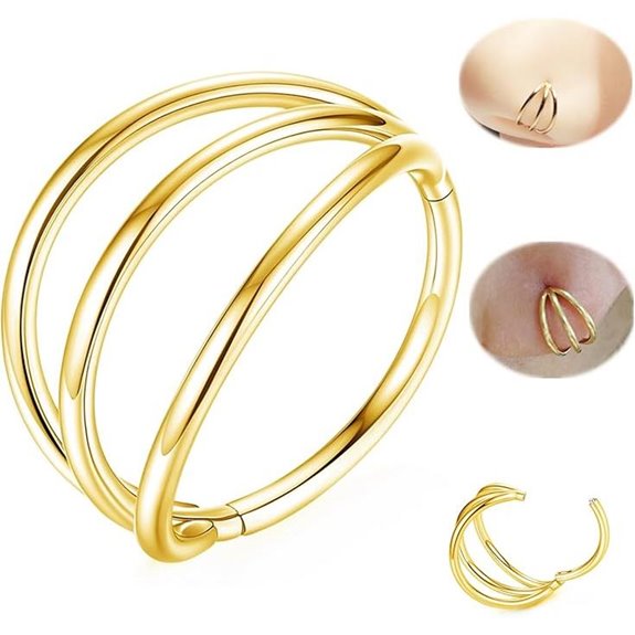ORANGELOVE Surgical Steel Hinge Triple Hoop Nose Rings