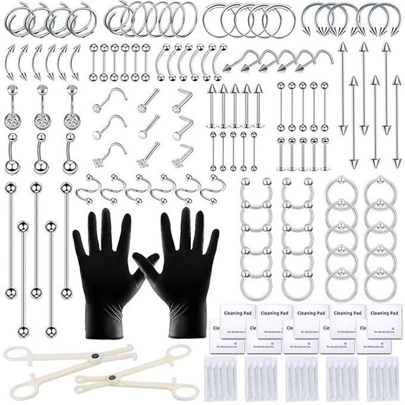 153Pcs Piercing Kit with Needles & Jewelry