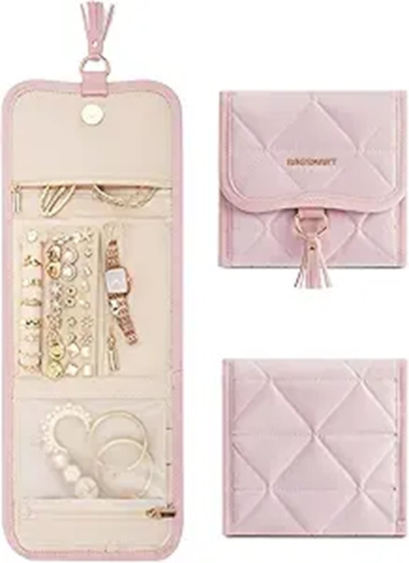 BAGSMART Travel Jewelry Organizer Case Pink