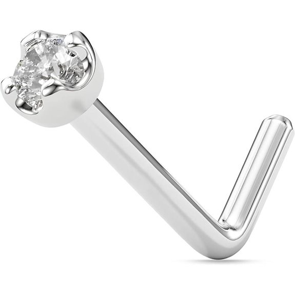 Real Platinum 1.5mm Diamond Nose Ring Hypoallergenic