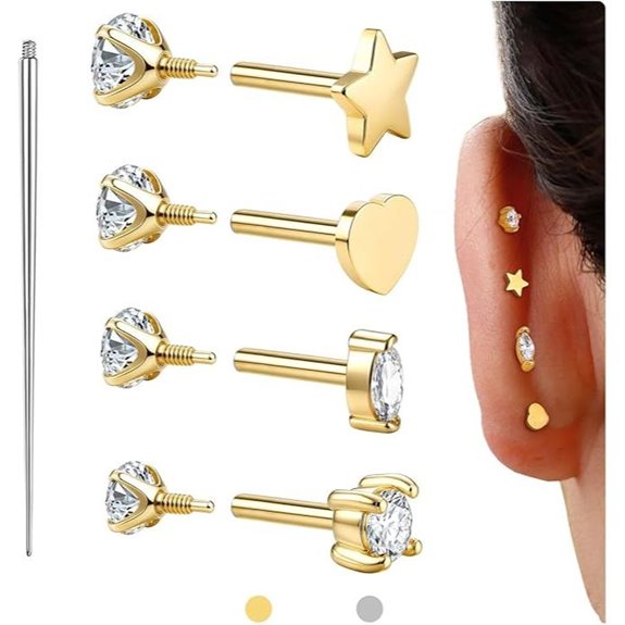 Reversible 14K Gold Filled Steel Earrings for Women Men
