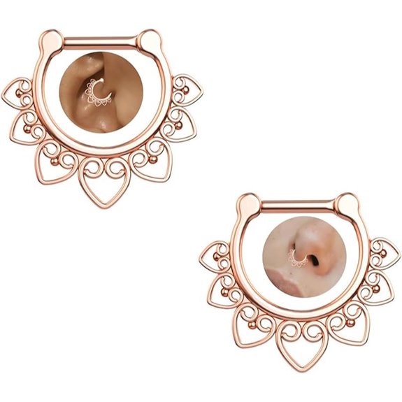 16G Titanium Septum & Cartilage Rings Rose Gold (2 Pack)
