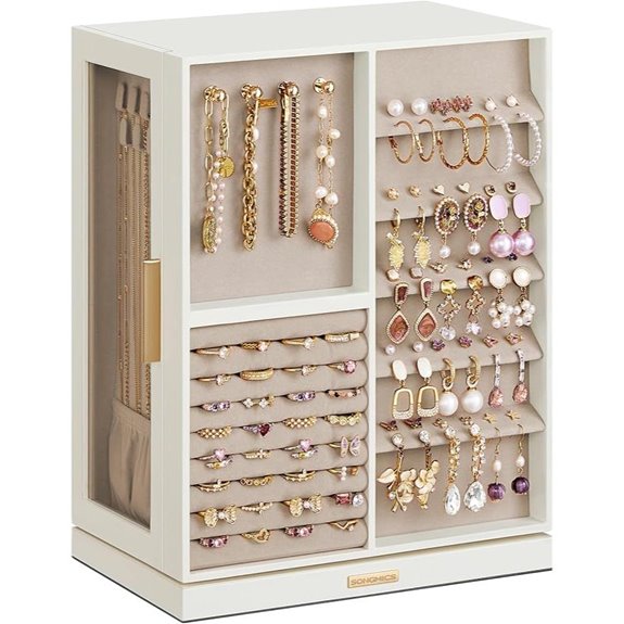 SONGMICS Rotating Jewelry Box with 7 Drawers