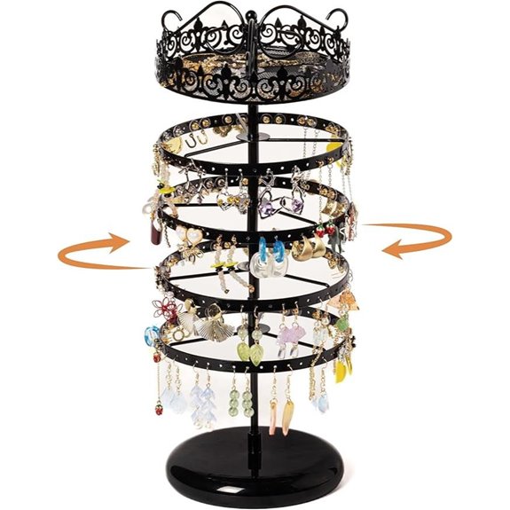 Rotating Jewelry Organizer Stand with 176 Holes
