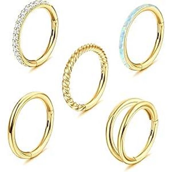 Jstyle Surgical Steel Nose Rings 5-Pack for Women