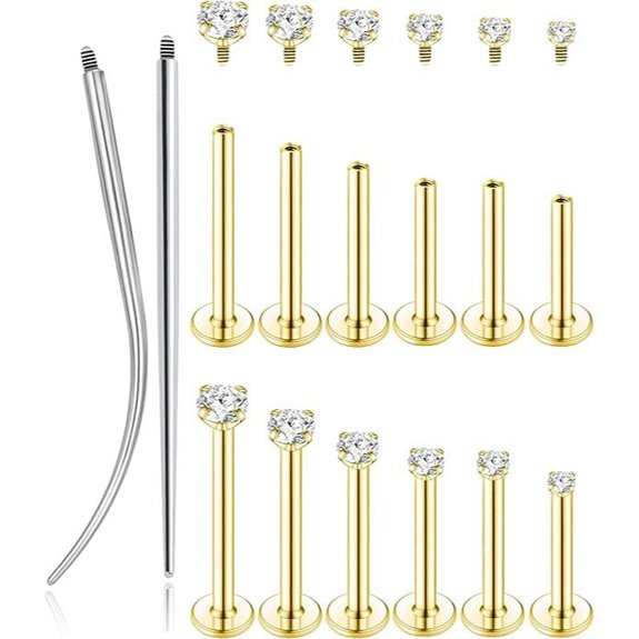 Tornito 6 Pairs 18K Gold Nose and Lip Studs