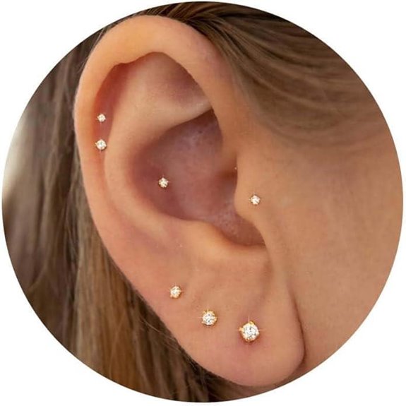 Tiny CZ Stud Earrings for Cartilage and Tragus