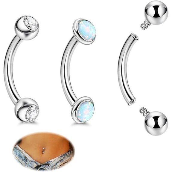 REVOLIA 3Pcs Small Surgical Steel Belly Rings