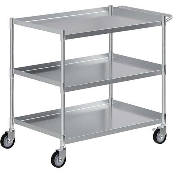 3-Shelf Stainless Steel Utility Cart with Wheels