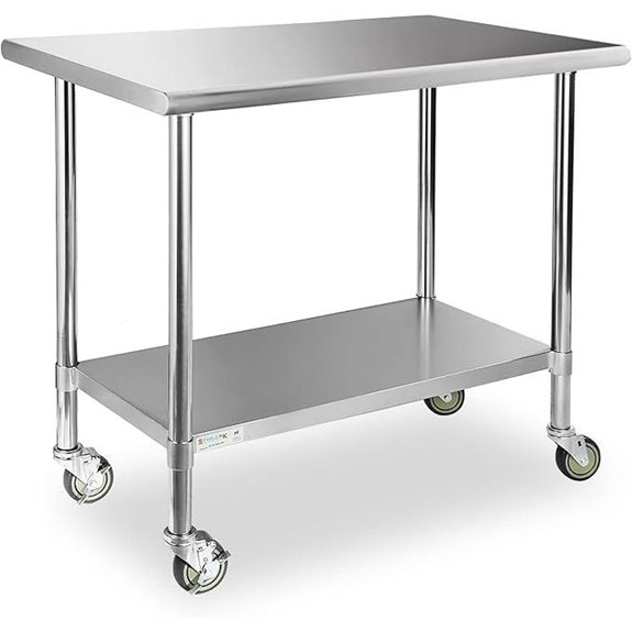 STABLEINK Stainless Steel Mobile Work Table for Commercial Use