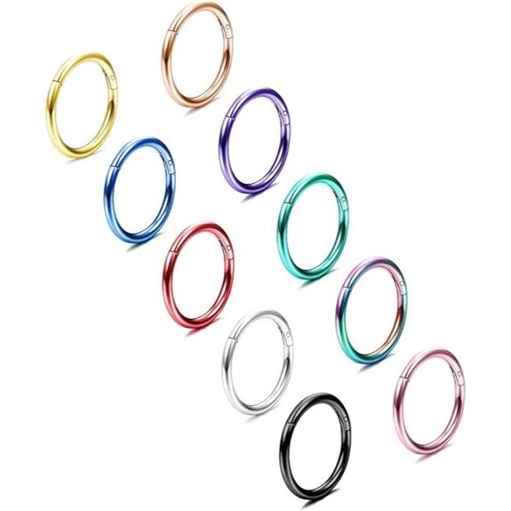 Besteel Septum Nose Rings 10PCS Surgical Steel Hinged Clicker