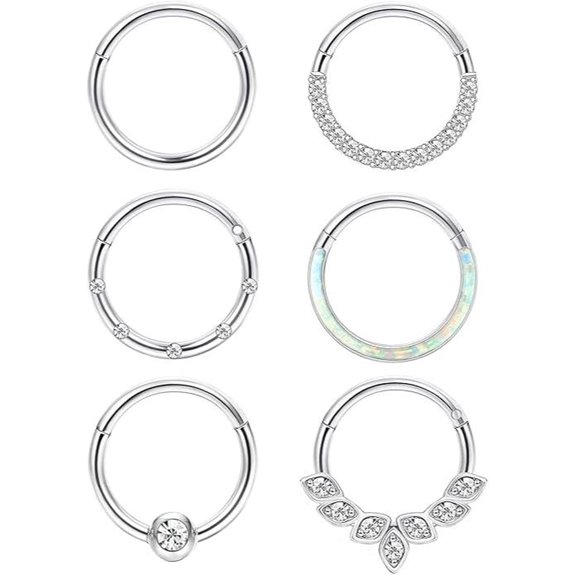 Jstyle 6Pcs Septum & Cartilage Steel Nose Rings