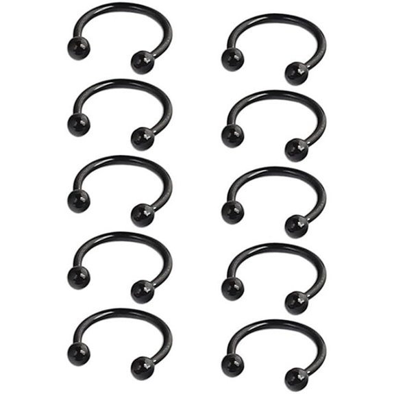 Ruifan 10PCS Titanium Horseshoe Piercing Rings