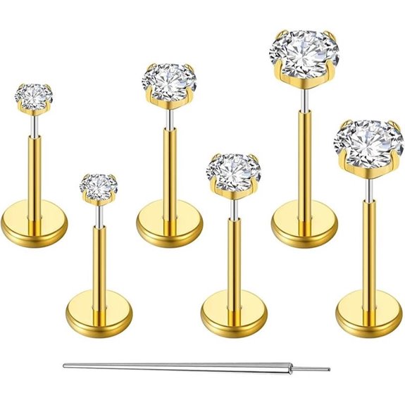 20G Titanium Threadless Ear Piercing Jewelry