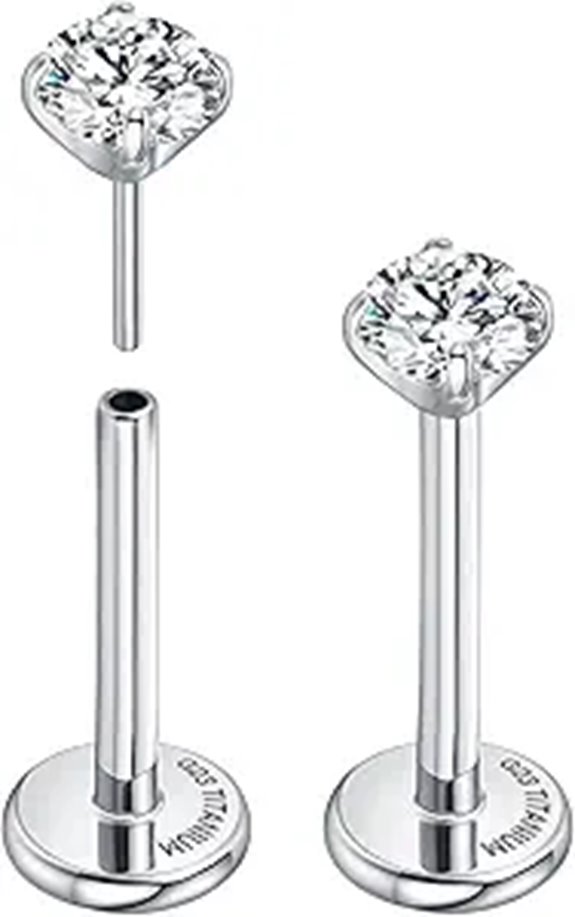 Titanium Flat Back Earrings for Cartilage Piercings