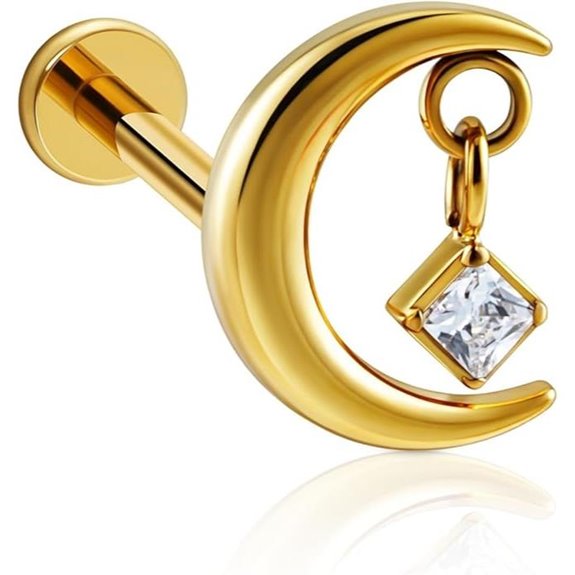 FINE4U Titanium Threadless Flat Back Stud for Conch