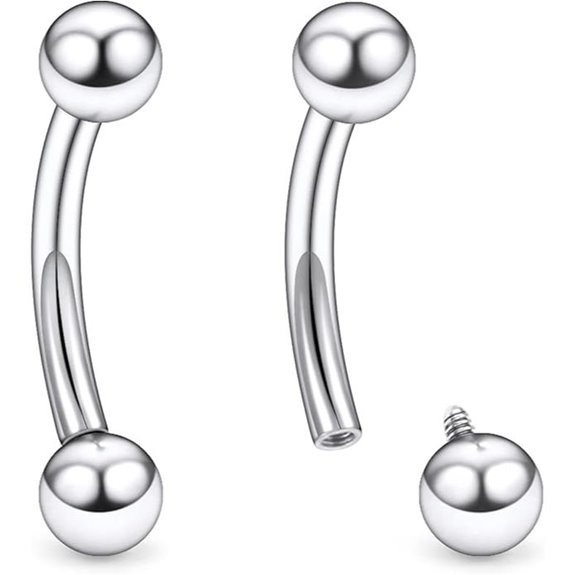 Ruifan Titanium Curved Barbell Piercing Jewelry Set