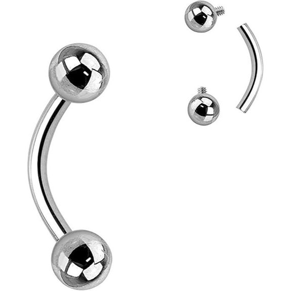 Internally Threaded Grade 23 Solid Titanium Curved Barbells/Eyebrow Rings