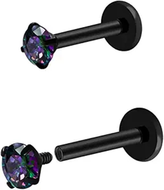 Titanium CZ Stud Earrings for Cartilage Piercings (2pcs)