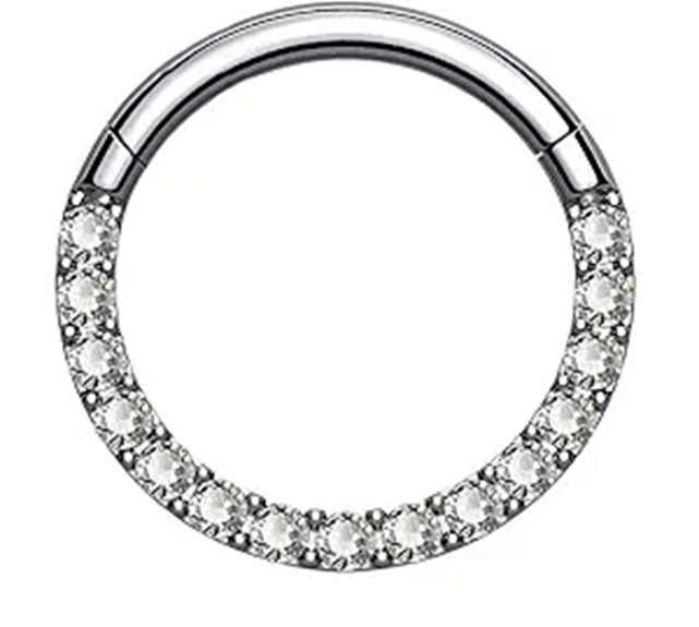 OUFER Titanium Daith Hoop with CZ Paved Piercing
