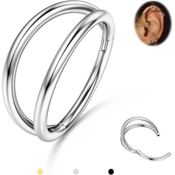 BodyBonita Titanium Hoop Nose Ring with CZ Details