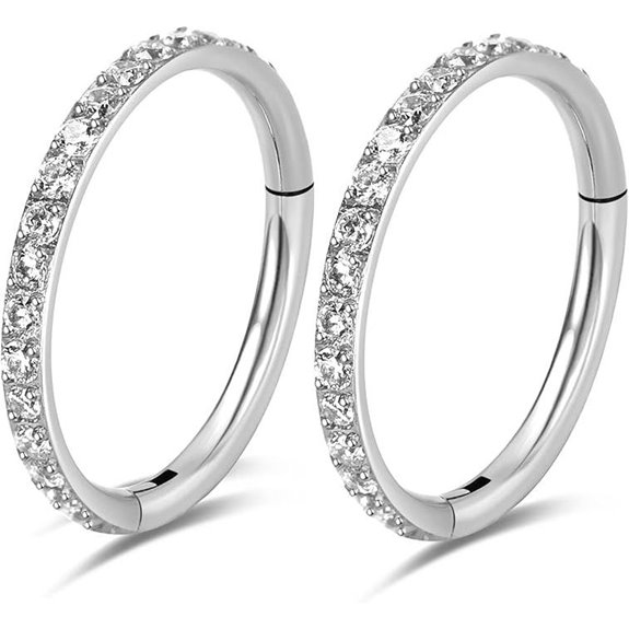 Titanium Nose Rings 18G 16G CZ Hoop Piercing Jewelry