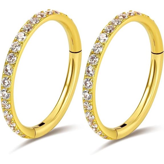 Titanium Nose Rings 18G 16G CZ Hoop Septum Jewelry