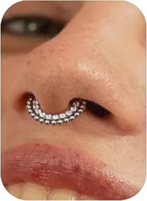 BodyBonita 16G Titanium Septum Rings with CZ