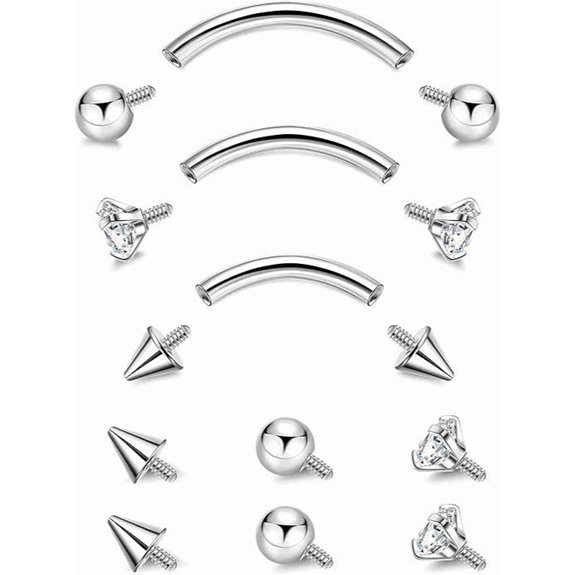 3PCS Titanium Eyebrow Piercing Jewelry Set