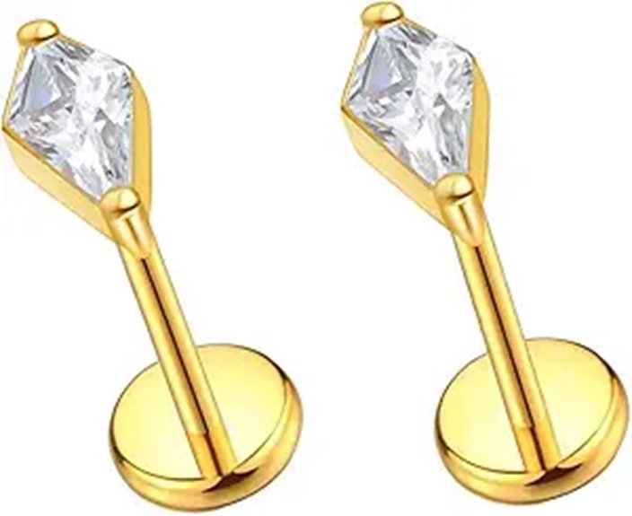 G23 Titanium Flat Back Stud Earrings (16g-20g)