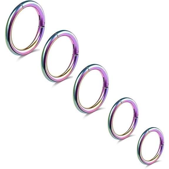 5Pcs Titanium Nose Rings Hinged Clicker Hoops