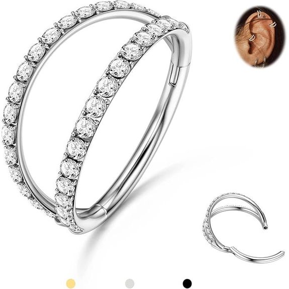 BodyBonita Titanium Hoop Nose Ring (G23 CZ Hinged)