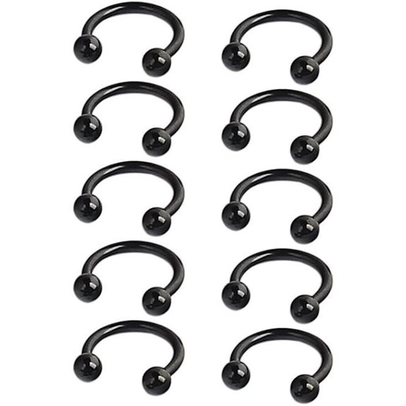 Ruifan 10PCS Titanium Horseshoe Piercing Rings